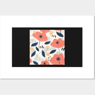 Minimalist Seamless Floral Pattern Spring Flower Bloom Posters and Art